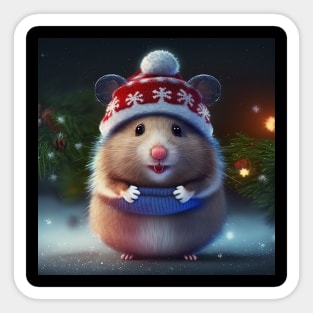 Cute Christmas Hamster Sticker